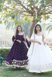 Dazzling Faux Georgette Sequins Embroidered Designer Gown - women's fashion mart