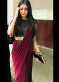 Delightful Party Wear Maroon Silk Readymade Saree - women's fashion mart