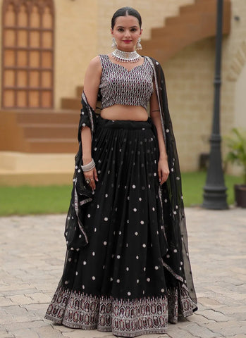 Designer Black Classic  Lehenga Choli Set - women's fashion mart