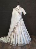 Look Georgette Base Party Wear White Lehenga Choli -Lehenga Choli XS women's fashion mart
