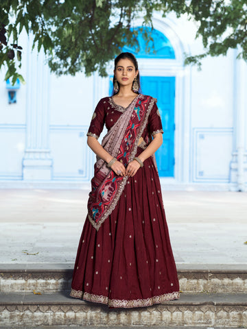 Maroon Color Wedding Wear Lehnga Choli