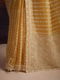 Organza Mustard Zarkan Embroidered Saree - women's fashion mart