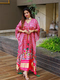 Pink Color Bandhej Digital Print Pure Gaji Silk Kaftan - women's fashion mart