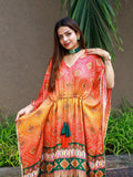Multi Color Bandhej Digital Print Pure Gaji Silk Kaftan -kaftan kurta Default Title women's fashion mart