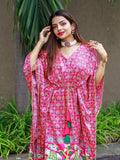 Pink Color Bandhej Digital Print Pure Gaji Silk Kaftan - women's fashion mart