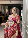 Maroon Color Dyeing With Lagdi Patta Gaji Silk Lehenga Choli - women's fashion mart