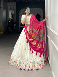 Flower Design Sequins And Thread Embroidery Work Khadi Cotton Chaniya Choli - women's fashion mart
