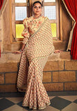 Brilliant Beige Heavy Georgette Digital Printed Saree - women's fashion mart