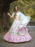 Pista Color Vaishali Silk Printed Lehenga Choli With Dupatta