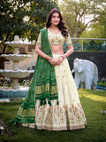 Square Design With Sequince And Thread Embroidery Work Khadi Cotton Lehenga Choli