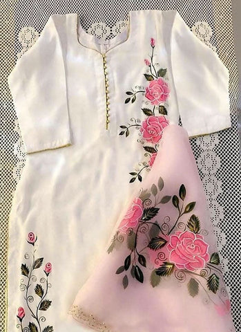 Duck White Color Party Wear Salwar Kameez Suit -Salwar Kameez XS women's fashion mart