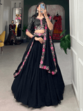 Elegant Black Lehenga Choli with Floral Embroidery -Lehenga Choli Semi Stitched women's fashion mart