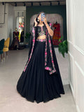 Elegant Black Lehenga Choli with Floral Embroidery -Lehenga Choli Semi Stitched women's fashion mart