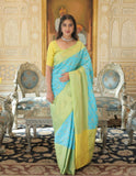 Elegant Dual-Tone Banarasi Silk Saree with Blouse - women's fashion mart