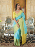 Elegant Dual-Tone Banarasi Silk Saree with Blouse - women's fashion mart