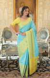 Elegant Dual-Tone Banarasi Silk Saree with Blouse - women's fashion mart
