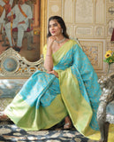 Elegant Dual-Tone Banarasi Silk Saree with Blouse - women's fashion mart