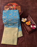 Elegant Dual-Tone Banarasi Silk Saree with Blouse - women's fashion mart