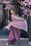 Elegant Lavender Anarkali Suit with Embroidered Dupatta -Salwar Kameez Pink / S women's fashion mart