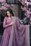 Elegant Lavender Anarkali Suit with Embroidered Dupatta -Salwar Kameez Pink / S women's fashion mart
