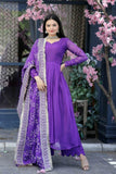 Elegant Lavender Anarkali Suit with Embroidered Dupatta -Salwar Kameez Purple / S women's fashion mart