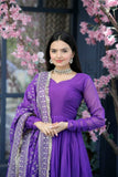 Elegant Lavender Anarkali Suit with Embroidered Dupatta -Salwar Kameez Pink / S women's fashion mart