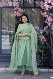 Elegant Lavender Anarkali Suit with Embroidered Dupatta -Salwar Kameez Green / S women's fashion mart