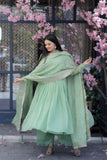 Elegant Lavender Anarkali Suit with Embroidered Dupatta -Salwar Kameez Pink / S women's fashion mart