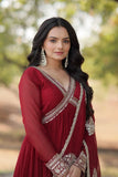 Elegant Maroon Embroidered Anarkali Gown - women's fashion mart