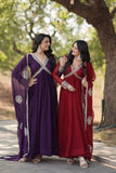 Elegant Maroon Embroidered Anarkali Gown - women's fashion mart