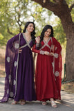 Elegant Maroon Embroidered Anarkali Gown - women's fashion mart