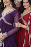 Elegant Maroon Embroidered Anarkali Gown - women's fashion mart