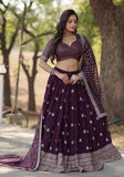 Elegant Plum Embroidered Lehenga Choli with Dupatta - women's fashion mart
