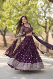 Elegant Plum Embroidered Lehenga Choli with Dupatta - women's fashion mart