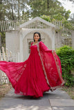 Elegant Red Anarkali Suit with Embellished Dupatta - women's fashion mart