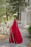 Elegant Red Anarkali Suit with Embellished Dupatta - women's fashion mart