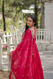 Elegant Red Anarkali Suit with Embellished Dupatta - women's fashion mart