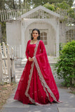 Elegant Red Anarkali Suit with Embellished Dupatta - women's fashion mart