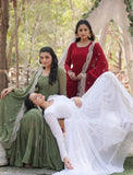 Elegant Red Anarkali Suit with Embellished Dupatta - women's fashion mart