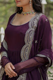 Elegant Red Anarkali Suit with Embellished Dupatta - women's fashion mart