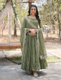 Elegant Red Anarkali Suit with Embellished Dupatta - women's fashion mart