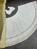 Elegant White Bridal Lehenga and Yellow Dupatta - women's fashion mart