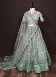 Embroidered Work Wear Sea Green Lehenga Choli -Lehenga Choli Semi Stitched women's fashion mart