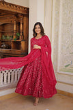 Enchanting Faux Georgette Fully Sequins Embroidered Gown With Dupatta - women's fashion mart