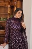 Enchanting Faux Georgette Fully Sequins Embroidered Gown With Dupatta - women's fashion mart