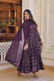 Enchanting Faux Georgette Fully Sequins Embroidered Gown With Dupatta - women's fashion mart
