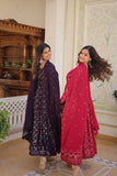 Enchanting Faux Georgette Fully Sequins Embroidered Gown With Dupatta - women's fashion mart
