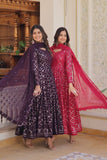 Enchanting Faux Georgette Fully Sequins Embroidered Gown With Dupatta - women's fashion mart