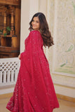 Enchanting Faux Georgette Fully Sequins Embroidered Gown With Dupatta - women's fashion mart