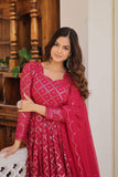 Enchanting Faux Georgette Fully Sequins Embroidered Gown With Dupatta - women's fashion mart